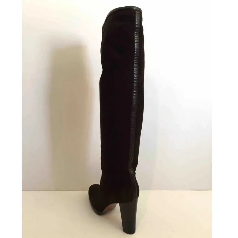 *NEW* LORO PIANA TOWER BRIDGE BLACK SUEDE LEATHER TALL BOOT - Picture 3 of 12